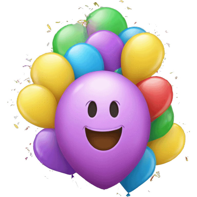 Happy birthday balloons with confetti  emoji