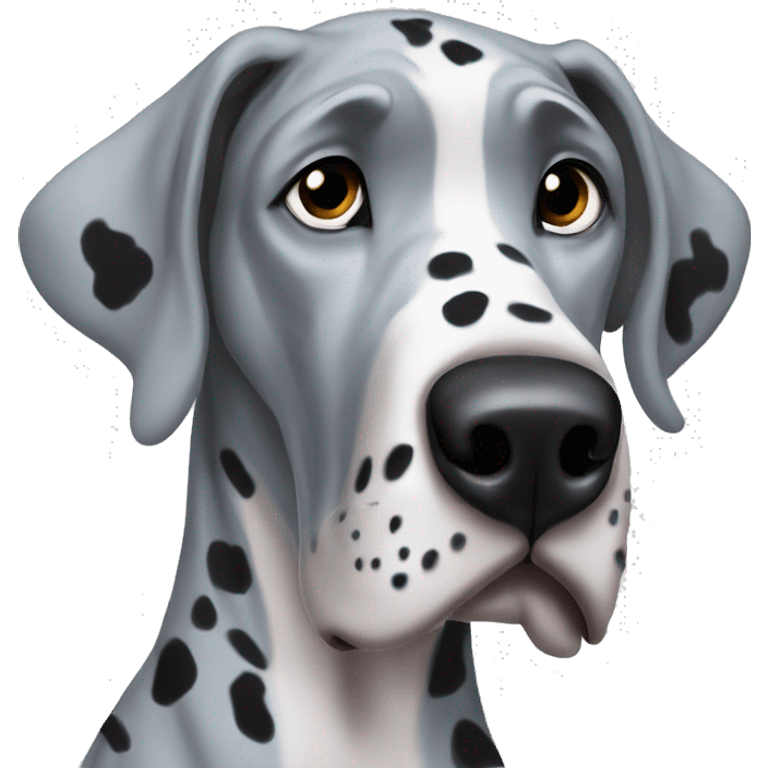 Gray Great Dane with black spots and blue eyes emoji