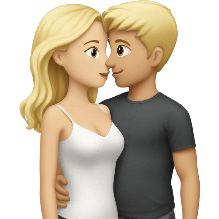 blonde boy kissing blonde girl emoji