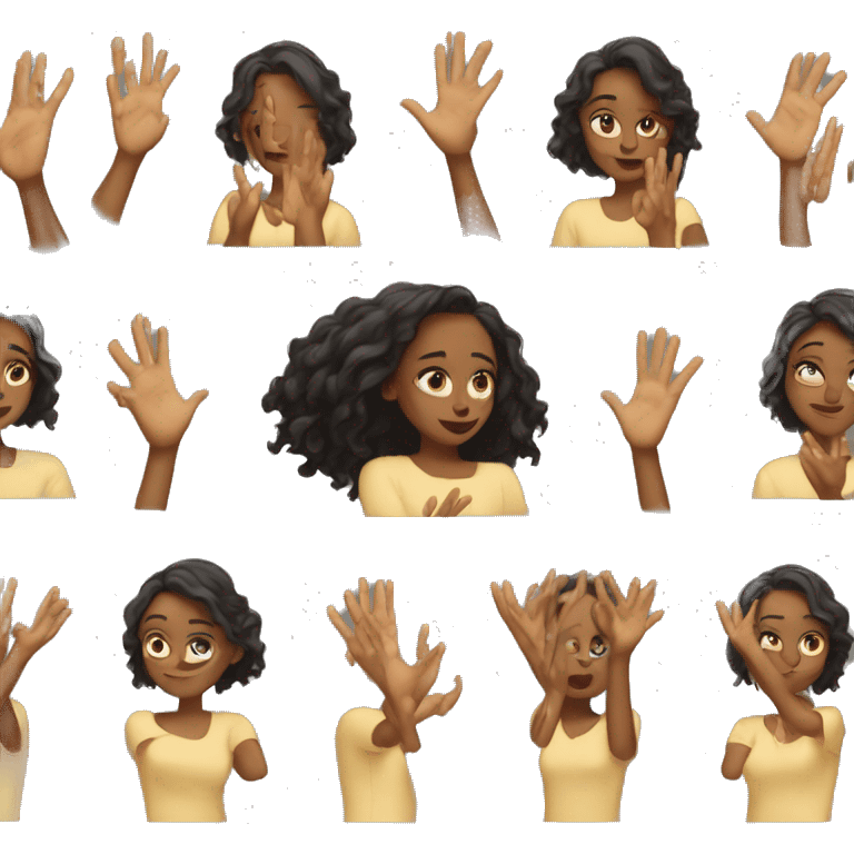 Beautiful girl with hands up emoji