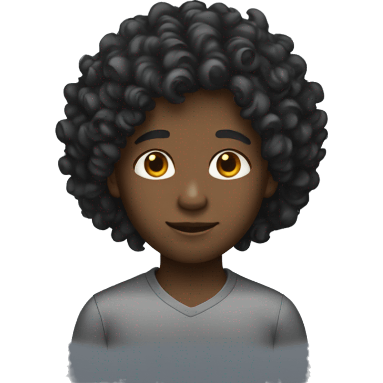 A black boy with curly hair emoji