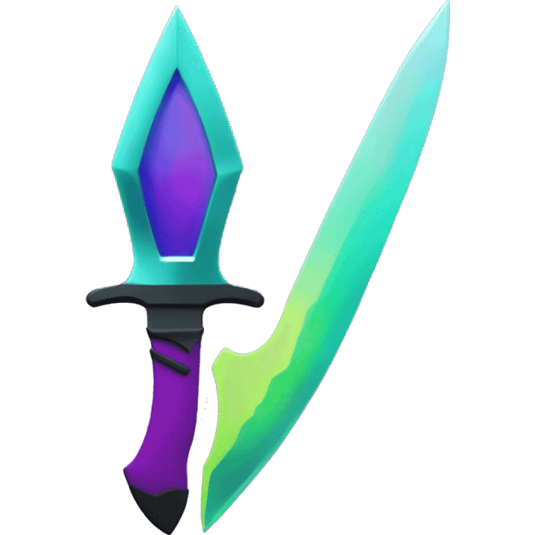 45° angle Aurora borealis purple teal lime green dagger knife sword emoji