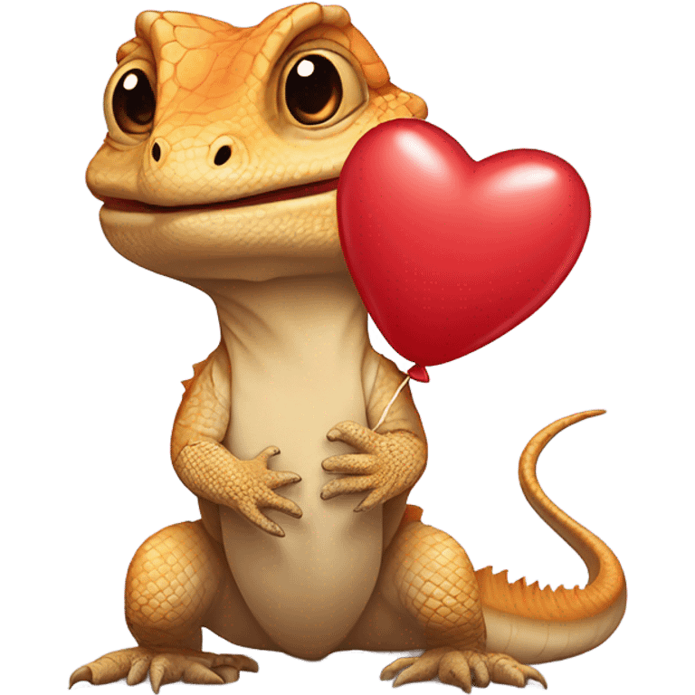 bearded dragon with heart balloon emoji