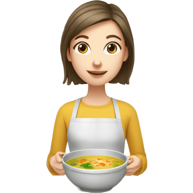 white girl making small bowl of soup emoji