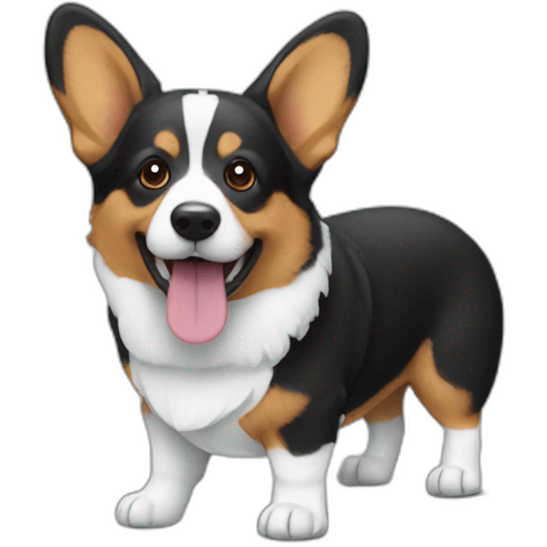 Corgi negro con un pez emoji