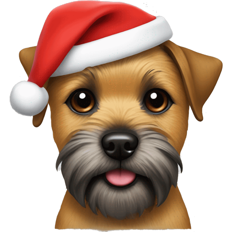 Border terrier with Santa hat  emoji