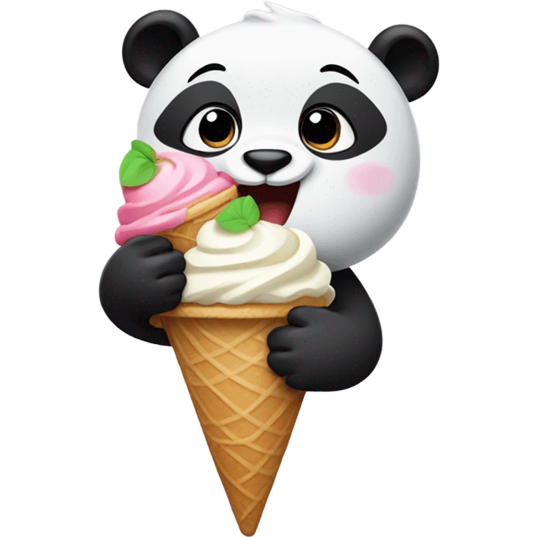 Panda eating ice cream emoji