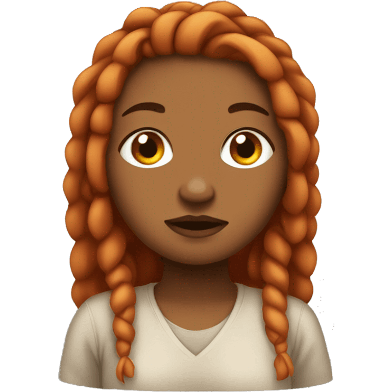 Brown skinned chubby girl with orange locs upset emoji