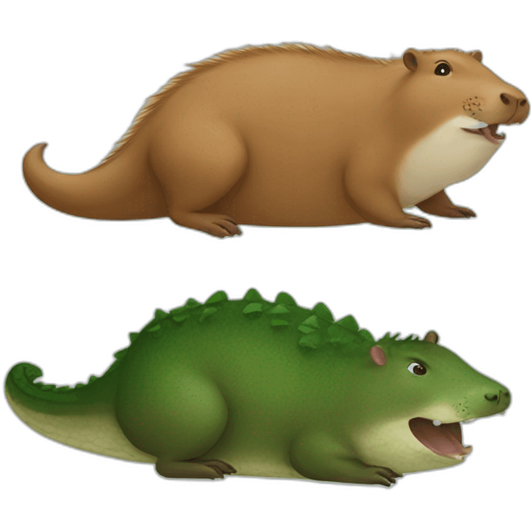 Capybara riding an alligator emoji