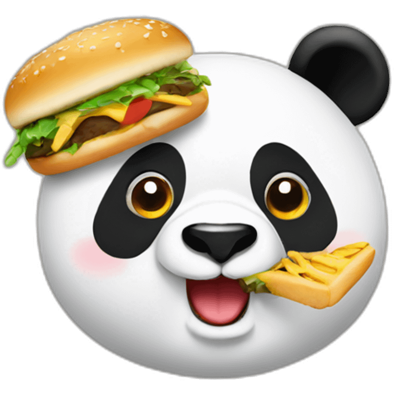 panda face eating hamburger emoji