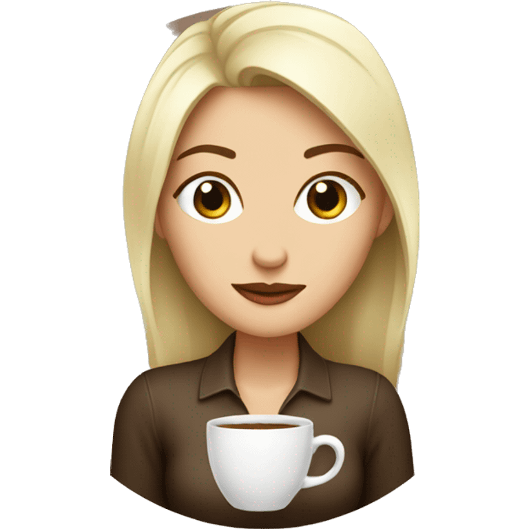 A white skin women drinking coffee in a mug emoji