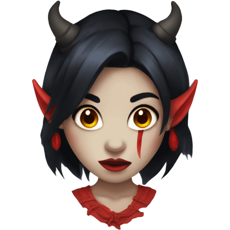 demon oni girl with red skin and black hair emoji