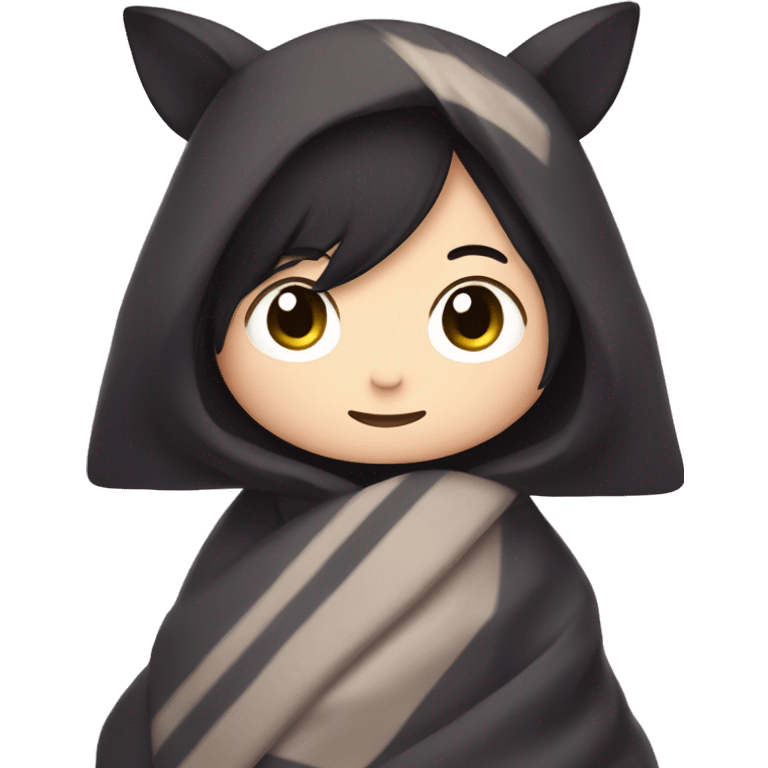 Kuromi with a blanket wrapped around her emoji