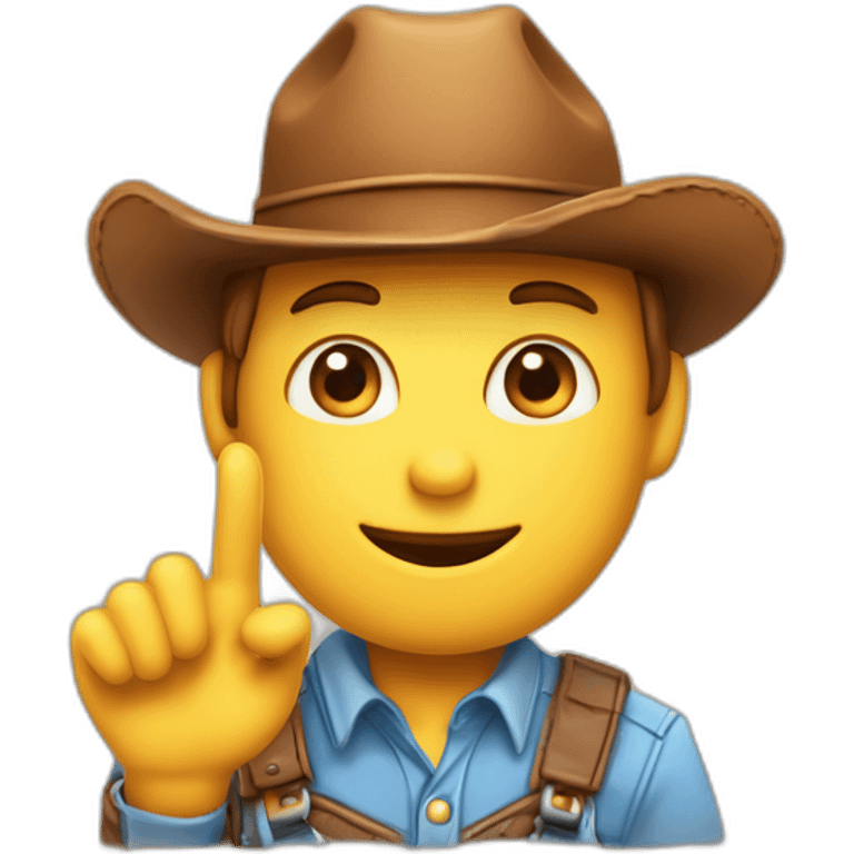 Un chat mignon avec de grands yeux et un chapeau de cow boy entre les mains emoji