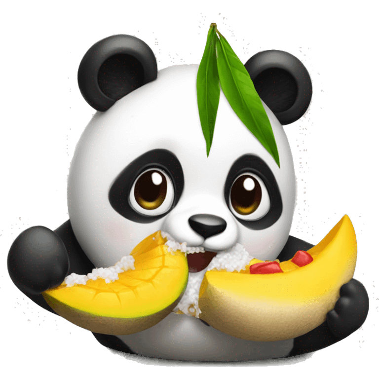 Panda eating mango sticky rice emoji