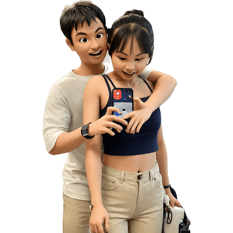 couple with phone indoors emoji