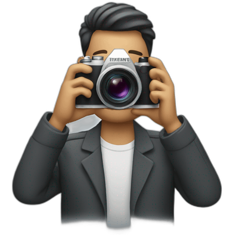 man taking professional picture with camera emoji