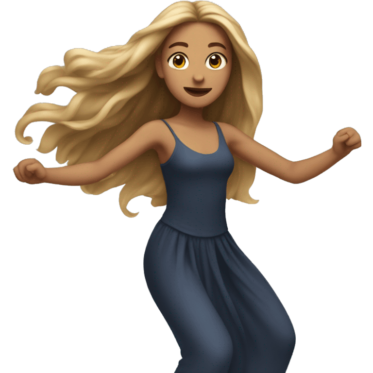 Woman with long hair dancing emoji