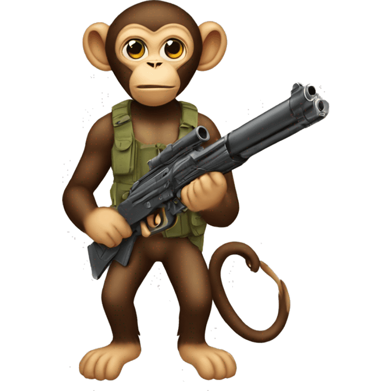 Monkey with the gun with the cat on his head emoji