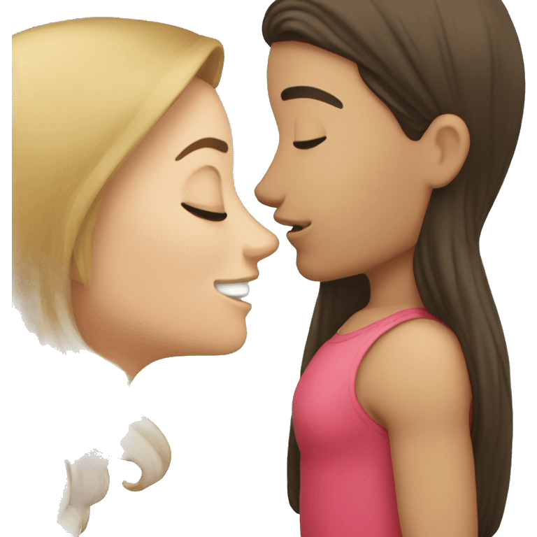 Brunette girl kissing blond man emoji