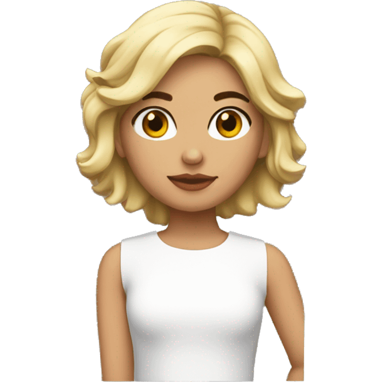 Chica blanca, con pelo corto rojo y negro emoji