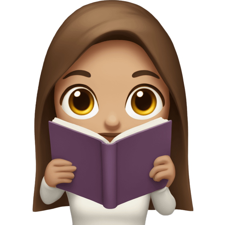 Memoji girl with long brown hair holding book emoji