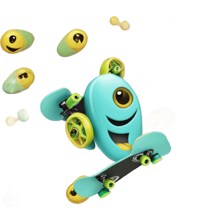 Skateboard with swirly alien design  emoji