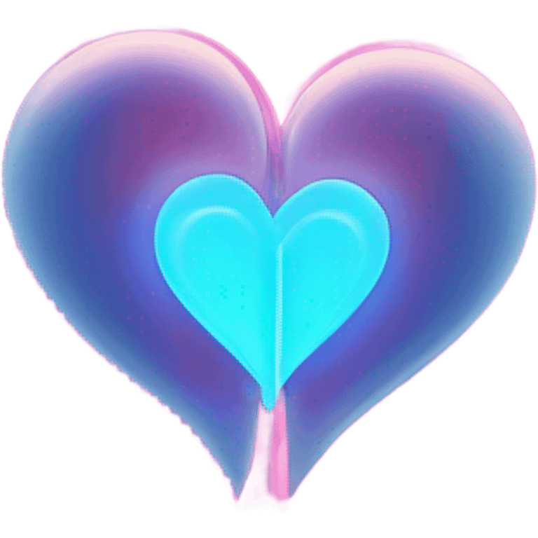 Blue glowing neon 2 halves of the heart emoji