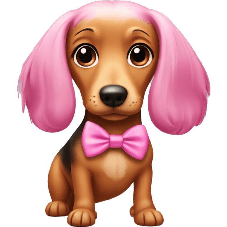 Weenie dog with pink hair bow emoji