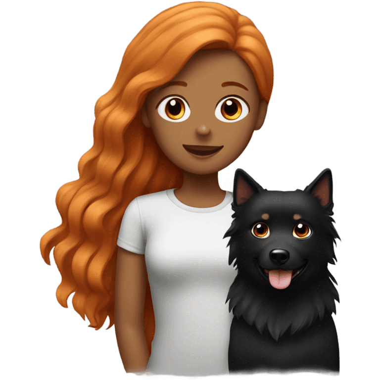 Ginger girl with black female spitz emoji