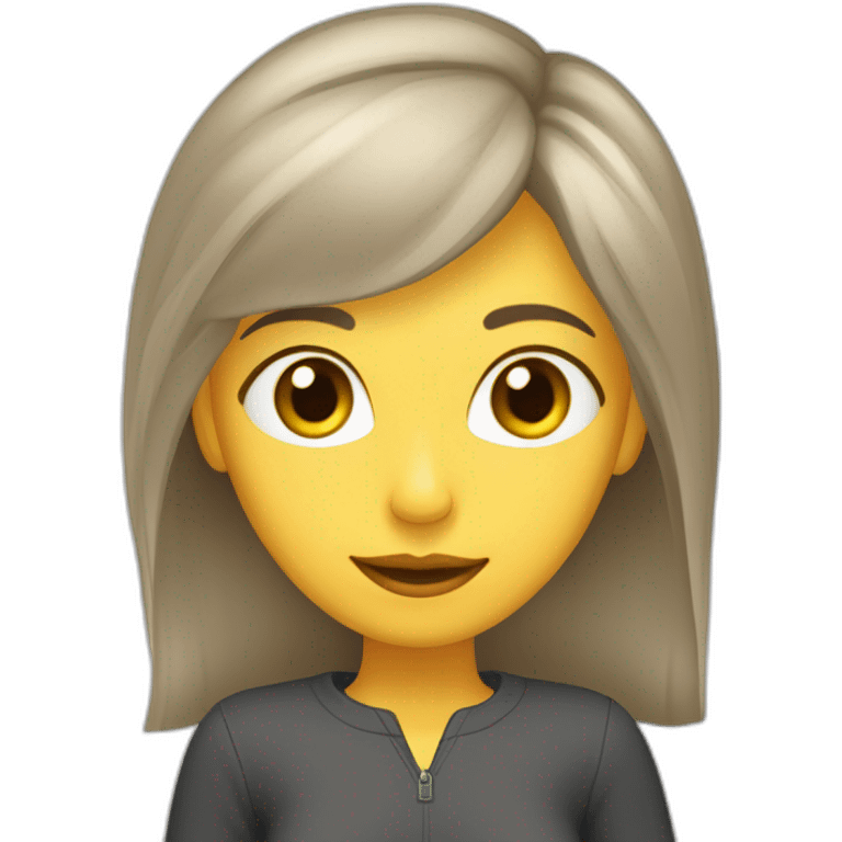 Mujer pelo castaño claro largo lacio con anteojos de marco transparente emoji