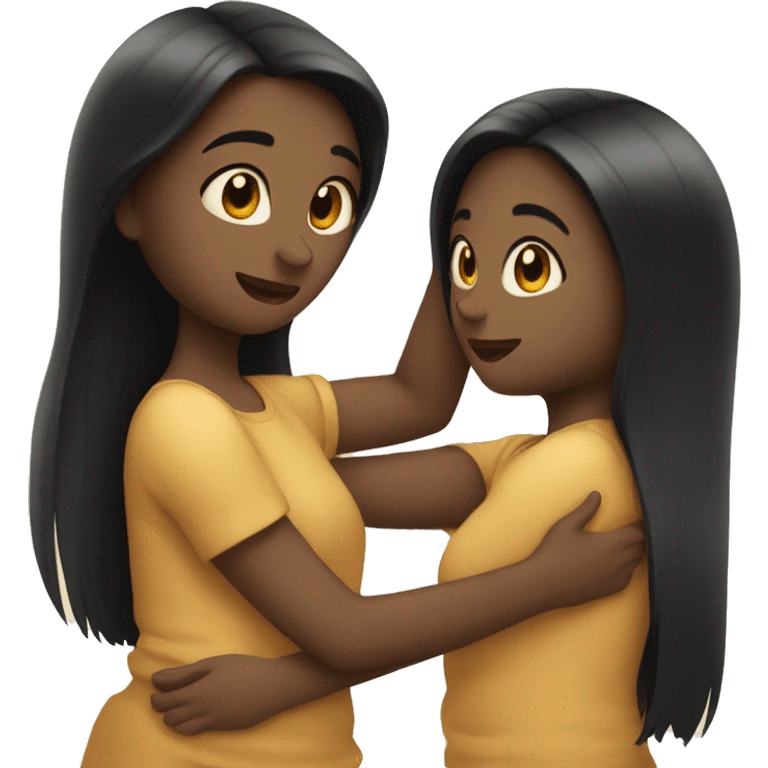 Girls hugging affectionately? They both have long black hair emoji