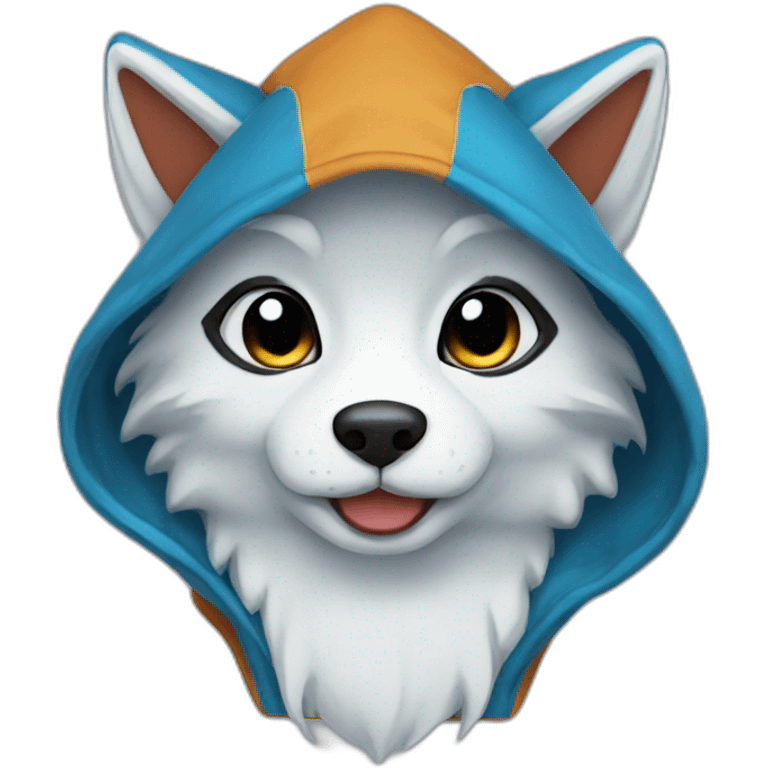 blue hooded kitsune emoji