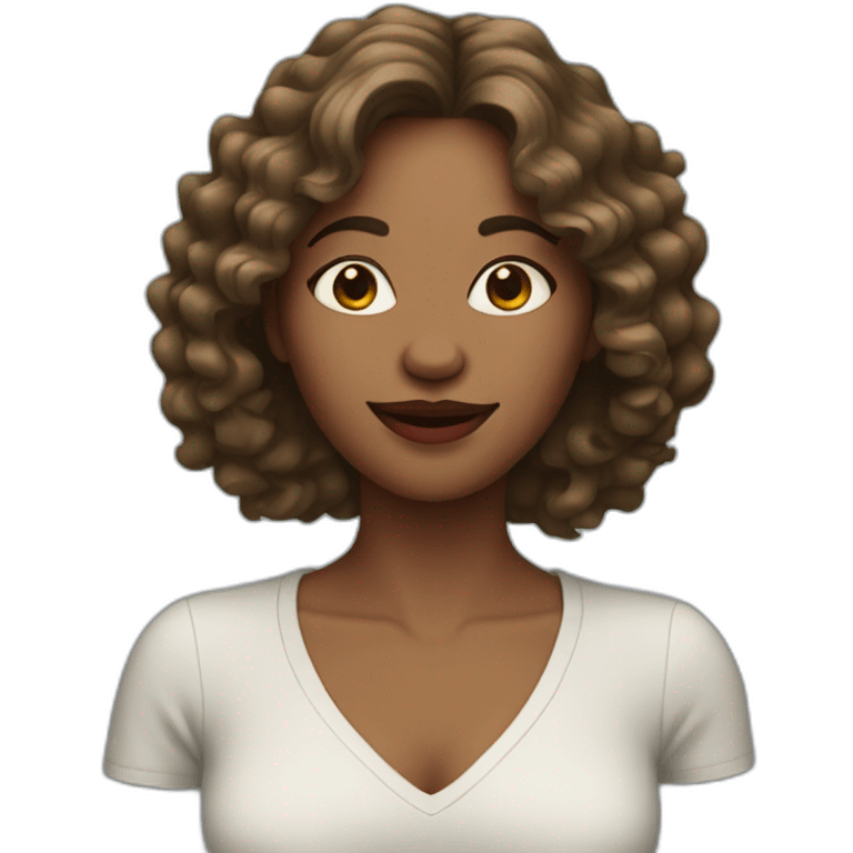 woman with wavy hair and red nose emoji