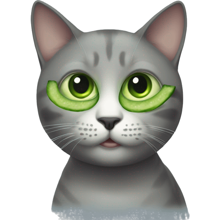 cat with cucumber eyes emoji