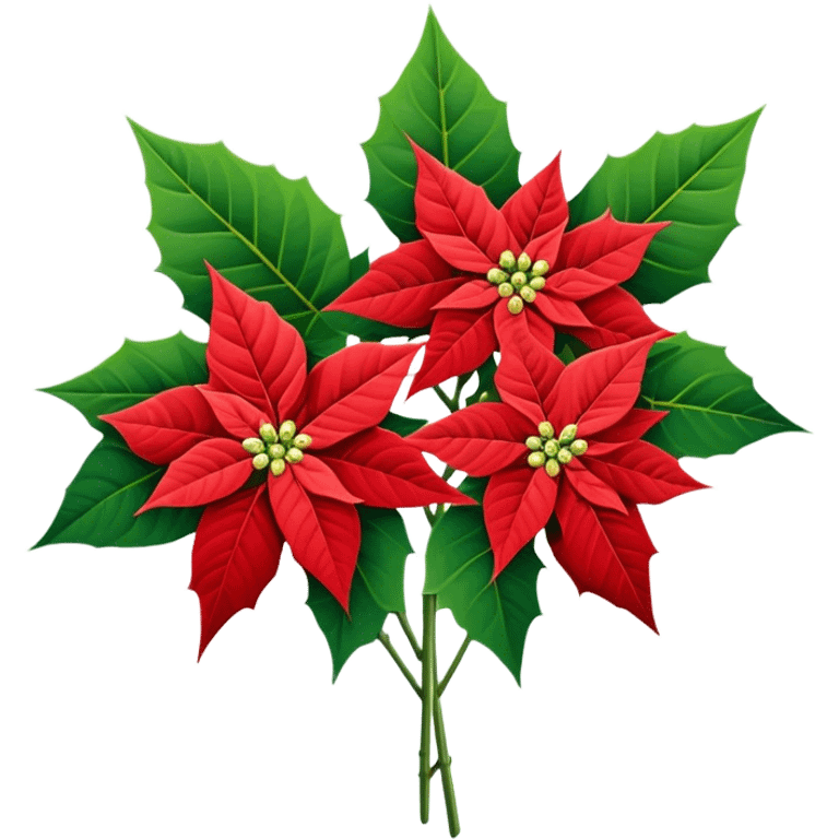 bouquet Poinsettia, stem, leaf emoji