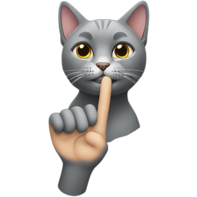 Grey cat who makes a finger of honor emoji