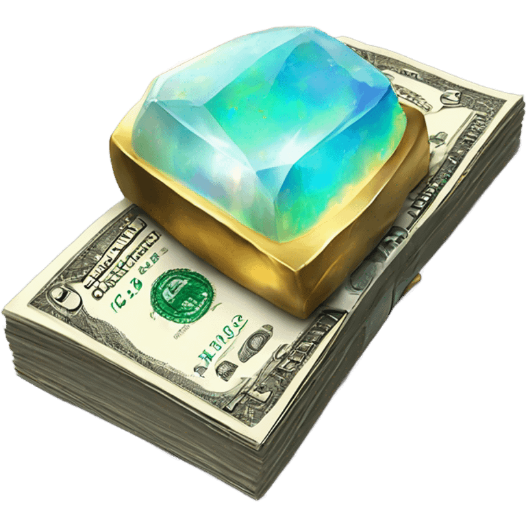 opal crystal gemstone dollar bill gold writing  emoji