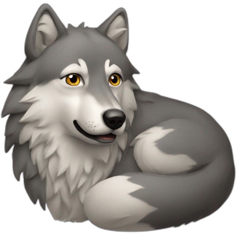 Un humain mange un loup emoji