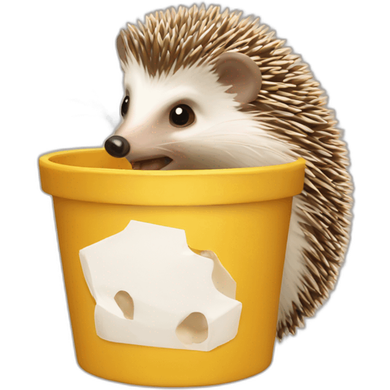 Hedgehog eating chicken bucket emoji