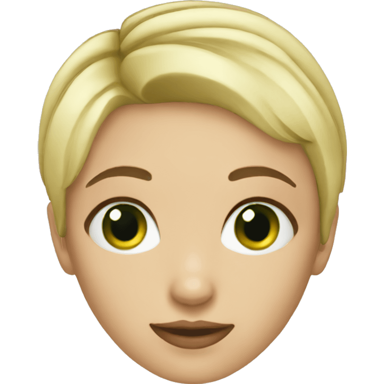 short hair blonde girl with green eyes emoji