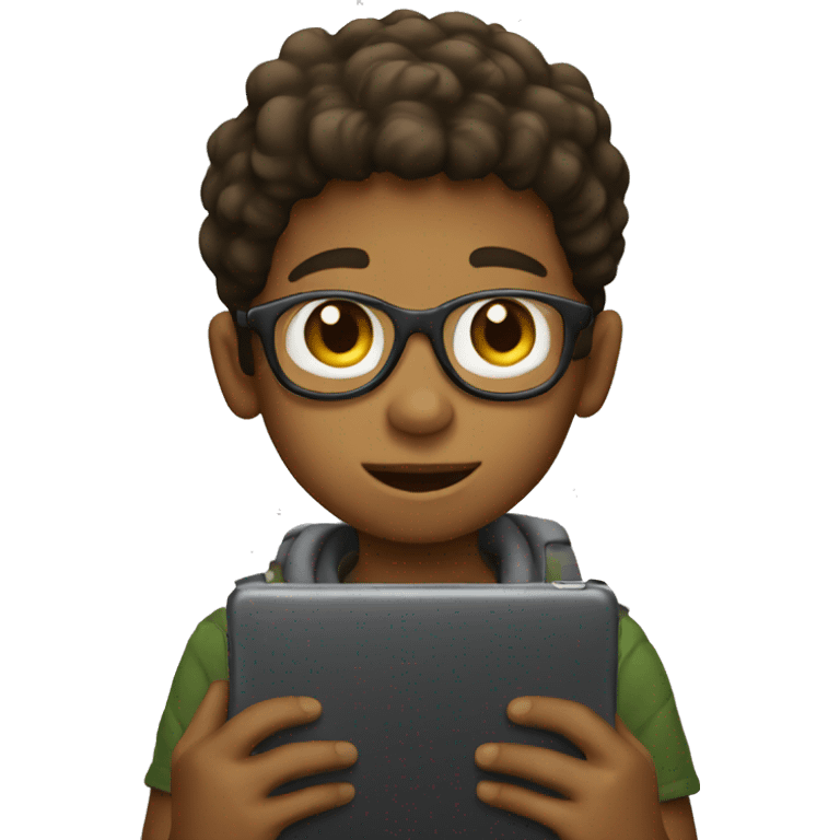 a kid using a ipad emoji