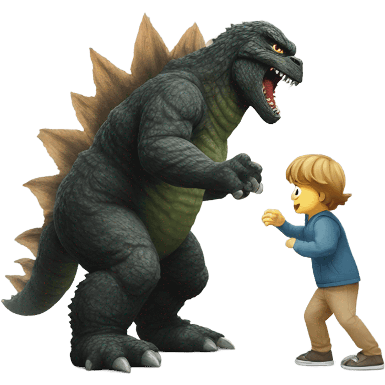 Godzilla fighting Bigfoot  emoji