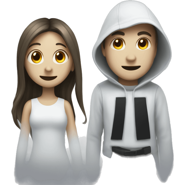 girl and guy playing ghosts emoji