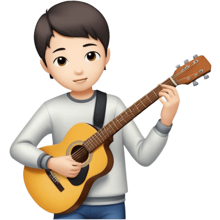 guitar player ,short hair boy ,16years，Chinese emoji