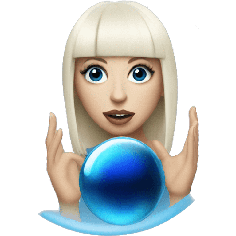 lady gaga with fringe holding blue gazing glass ball emoji