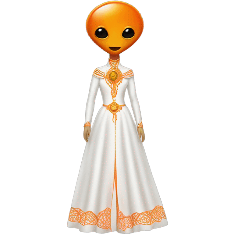 a orange alien woman full body in white Romanov dress emoji