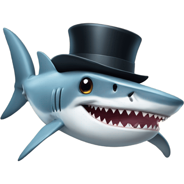 Shark with a top hat emoji