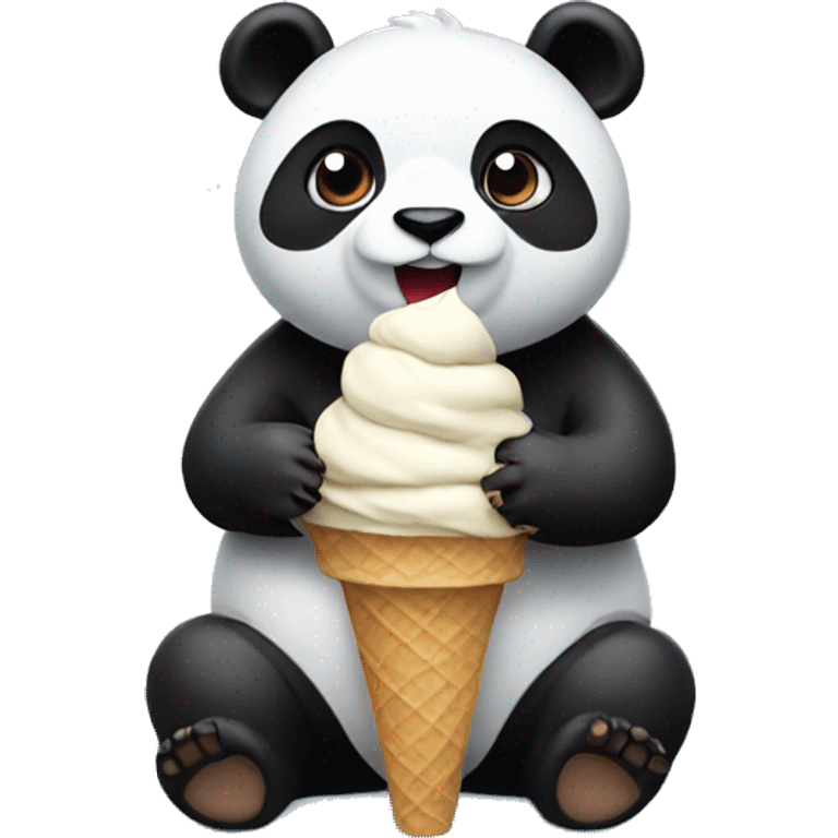 Panda eating ice cream emoji