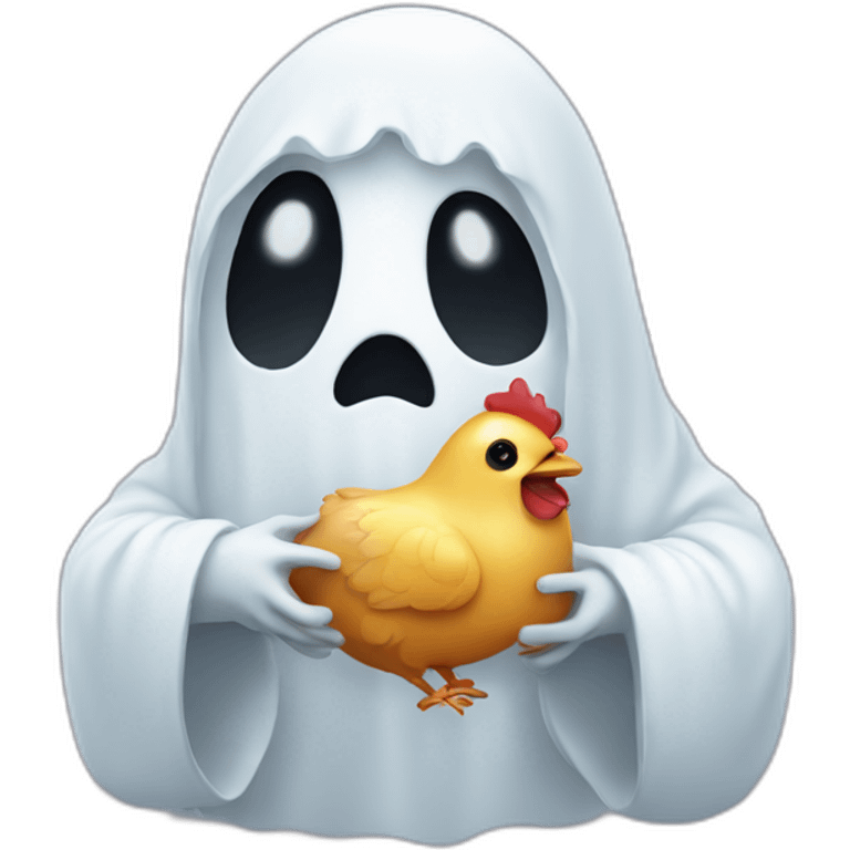 Ghost holding chicken piece emoji